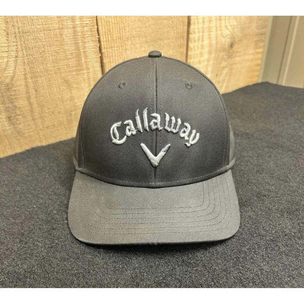 Callaway Golf Embroidered Black/Gray Snapback Adjustable Hat/Cap Clean